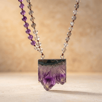 Natural Amethyst Druzy Stone Pendant Necklace