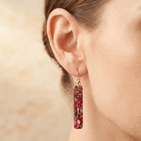Pink Red Jasper Gold Heart Drop Earrings