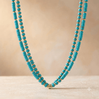 Turquoise Howlite Gold Beaded Layered Necklace
