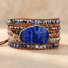 Natural Lapis Lazuli Leather Wrap Bracelet