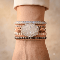 Handmade Celestine Druzy Cork Wrap Bracelet