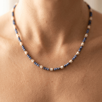 Sodalite Howlite Gold Beaded Necklace