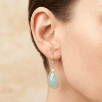 Natural Amazonite Silver Teardrop Drop Earrings