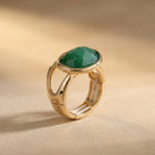 Gold Green Emerald Oval Bezel Ring