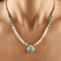 Amazonite Turquoise Gold Bead Necklace