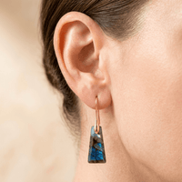 Natural Labradorite Gold Hook Earrings