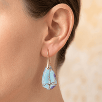 Blue Purple Jasper Gold Drop Earrings