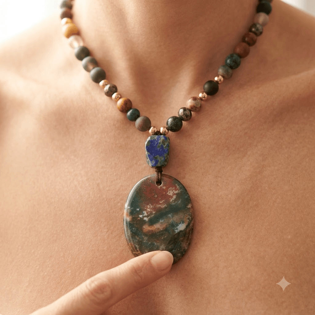 Natural Gemstone Beaded Pendant Necklace