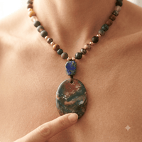 Natural Gemstone Beaded Pendant Necklace