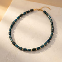 Natural Blue Apatite Tube Bead Necklace