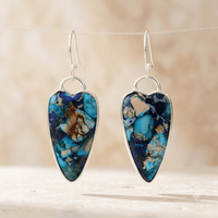 Azurite Blue Turquoise Sterling Silver Teardrop Earrings