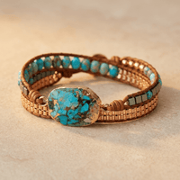 Boho Copper Turquoise Stone Wrap Bracelet
