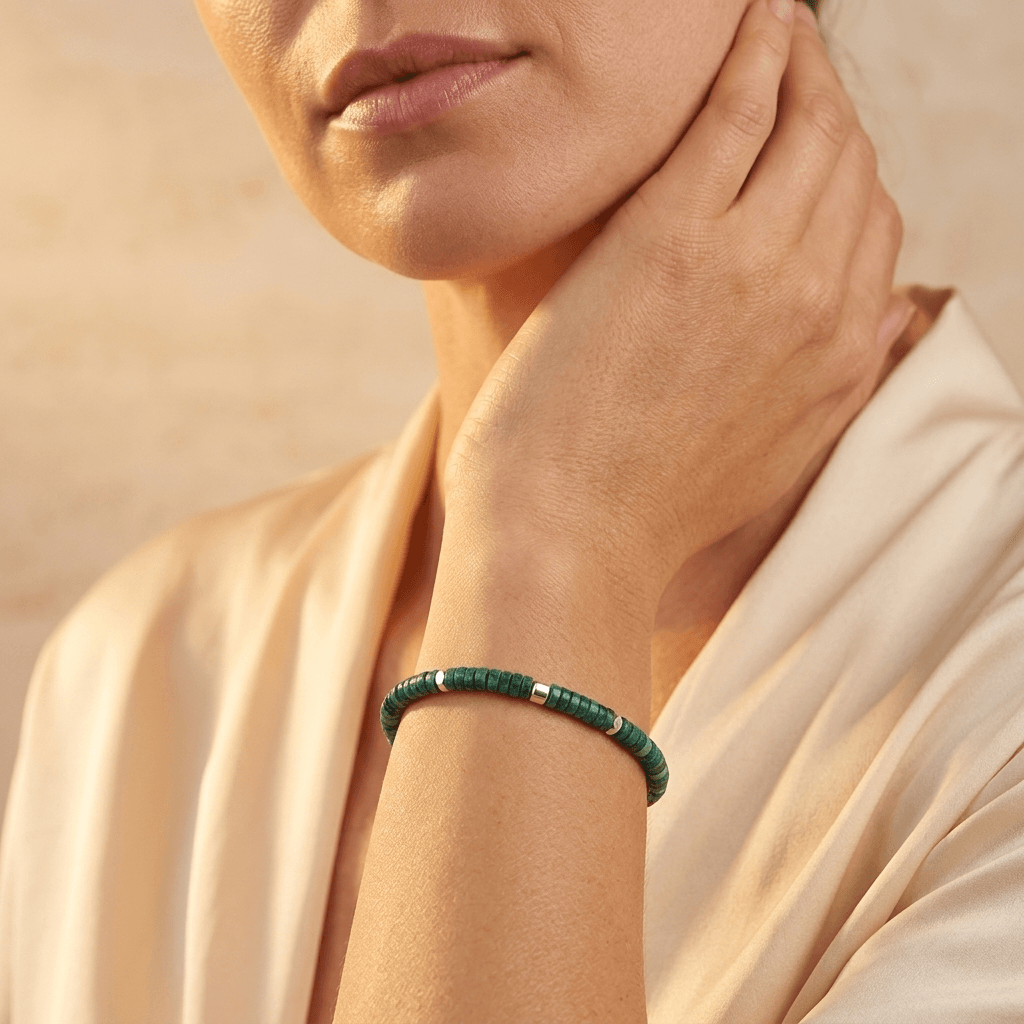 Green Stone Beaded Adjustable Bracelet