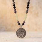 Amethyst Green Aventurine Black Onyx Mala Necklace