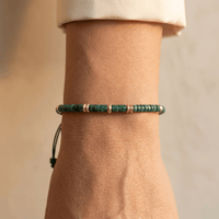 Green Stone Beaded Adjustable Bracelet