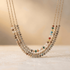 Colorful Gemstone Gold Beaded Layered Necklace
