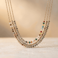 Colorful Gemstone Gold Beaded Layered Necklace