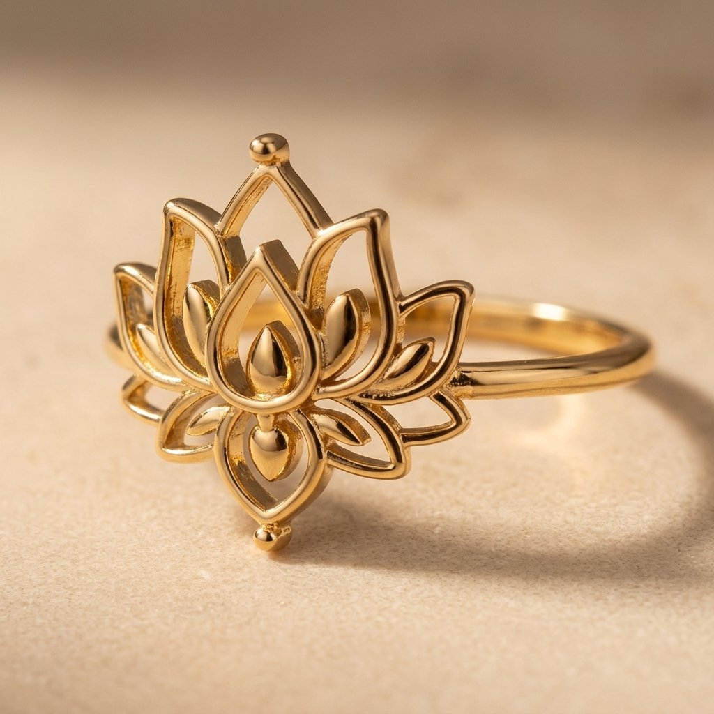 Gold Filigree Lotus Flower Ring