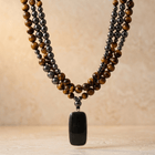 Tiger Eye Hematite Black Onyx Beaded Necklace