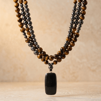 Tiger Eye Hematite Black Onyx Beaded Necklace
