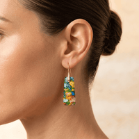 Colorful Mosaic Jasper Gold Drop Earrings