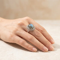 Handmade Iridescent Labradorite Adjustable Ring