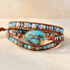 Turquoise Leather Wrap Beaded Bracelet