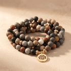 Matte Natural Jasper Beaded Lotus Charm Bracelet