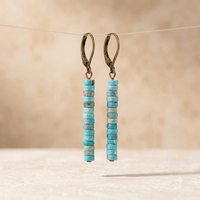 Turquoise Stone Beaded Lever Back Earrings