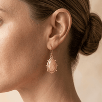 Natural Sunstone Gold Teardrop Earrings