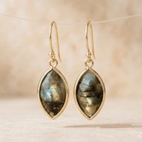 Gold Labradorite Marquise Drop Earrings