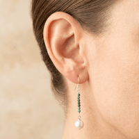 African Turquoise Pearl Silver Drop Earrings