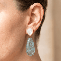 Green Fluorite Pearl Teardrop Drop Earrings