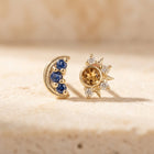 Gold Moon Sun Cubic Zirconia Stud Earrings