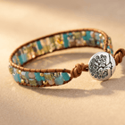 Boho Beaded Leather Tree of Life Wrap Bracelet