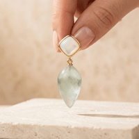 Natural Aquamarine Gold Seashell Drop Earrings