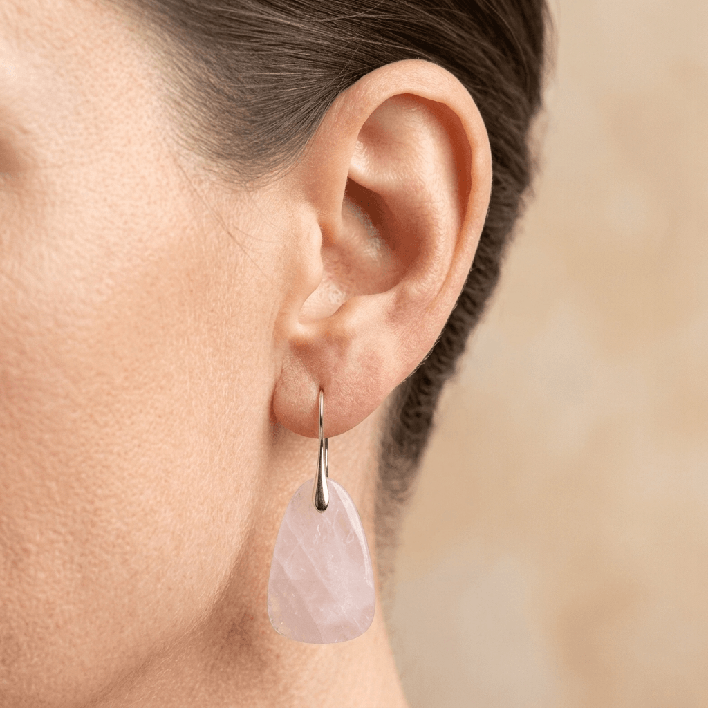 Rose Quartz Sterling Silver Teardrop Earrings