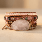 Rose Quartz Gold Beaded Wrap Bracelet