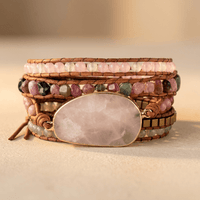 Rose Quartz Gold Beaded Wrap Bracelet