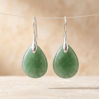 Green Aventurine Silver Drop Earrings
