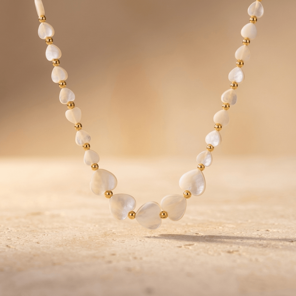 Natural Seashell Gold Bead Necklace