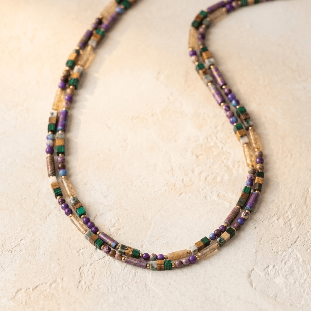 Purple Jasper Mixed Gemstone Beaded Necklace