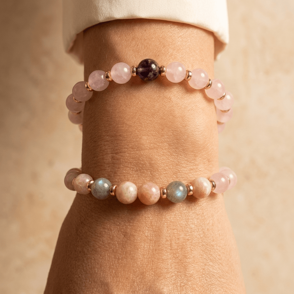 Rose Quartz Amethyst Jade Beaded Bracelet