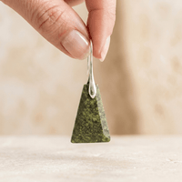 Natural Green Jasper Pyramid Silver Earrings