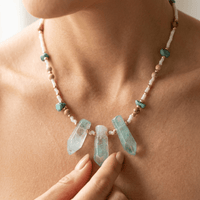 Turquoise Green Crystal Beaded Pendant Necklace