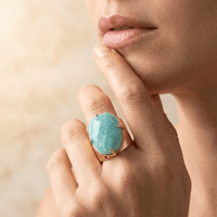 Turquoise Amazonite Gold Statement Ring