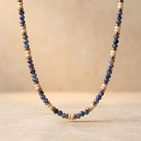 Sodalite Howlite Gold Beaded Necklace