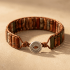 Handmade Jasper Tube Leather Wrap Bracelet