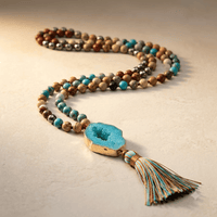 Blue Agate Gold Druzy Pendant Necklace