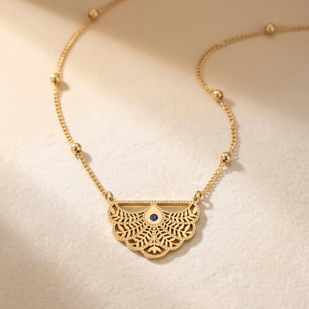 Elegant Rose Flower Gold Pendant Necklace